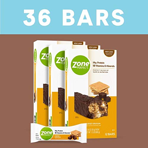 ZonePerfect Protein Bars, 18 vitamins & minerals, 14g protein, Nutritious Snack Bar, Fudge Graham, 36 Count