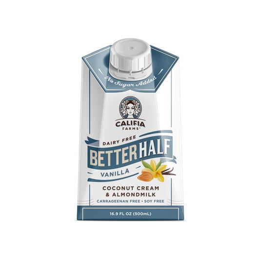 Califia Farms - Vanilla Better Half Coffee Creamer, 16.9 Oz (Pack of 6) | Half and Half | Coconut Cream and Almond Milk | Non Dairy | Plant Based | Vegan | Keto | Sugar Free | Shelf Stable