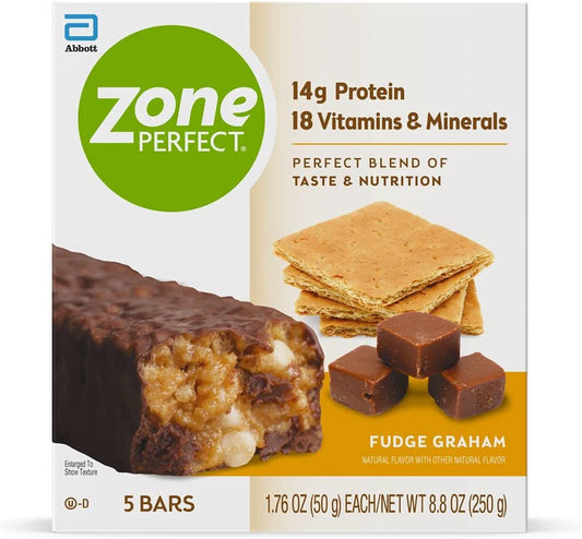 ZonePerfect Protein Bars, 18 vitamins & minerals, 14g protein, Nutritious Snack Bar, Fudge Graham, 5 Count