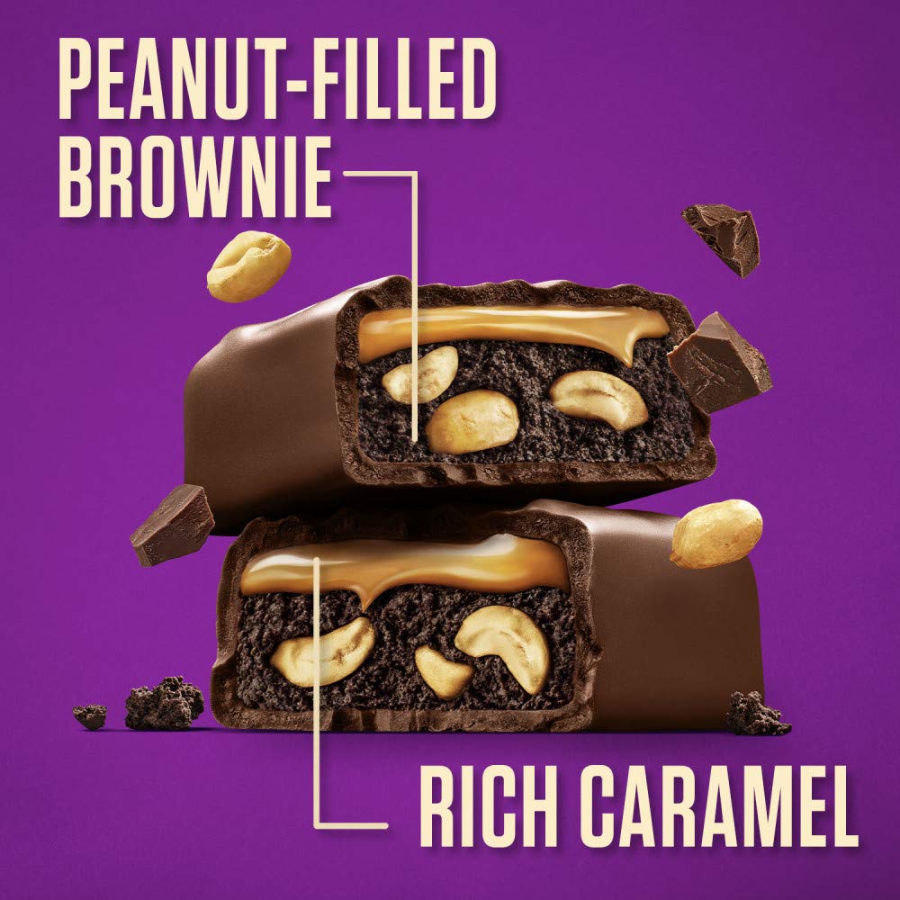 SNICKERS Peanut Brownie Squares Full Size Chocolate Candy Bar, 1.2 oz (Pack of 24)