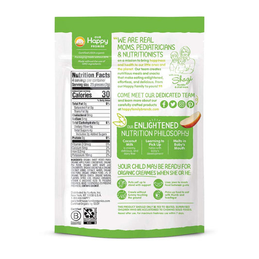 Happy Creamies Baby Organics Creamies Freeze-Dried Veggie & Fruit Snacks with Coconut Milk, Apple Spinach Pea & Kiwi, 1 Ounce (Pack of 8)