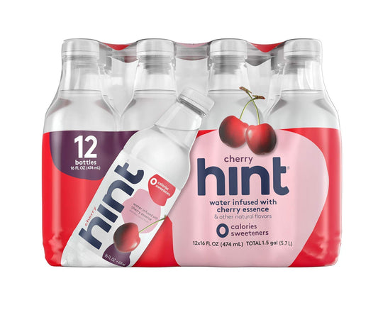 Hint Water Blackberry and Hint Water Cherry (Pack of 24), 12 Bottles Hint Blackberry & 12 Bottles Hint Cherry, Zero Calories, Zero Sugar and Zero Diet Sweeteners, 16 Ounce Bottles