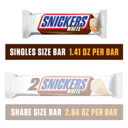 SNICKERS White Chocolate Singles Size Candy Bars 1.41-Ounce (Pack of 24)