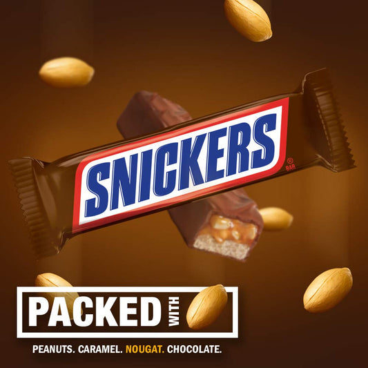 SNICKERS Full Size Bulk Milk Chocolate Candy Bars, 1.86 oz Bar, 48 ct Box