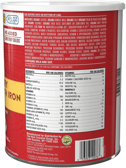 Earth's Best Organic Baby Formula, Dairy Based Powder Infant Formula with Iron, Non-GMO, Omega-3 DHA and Omega-6 ARA, 32 oz