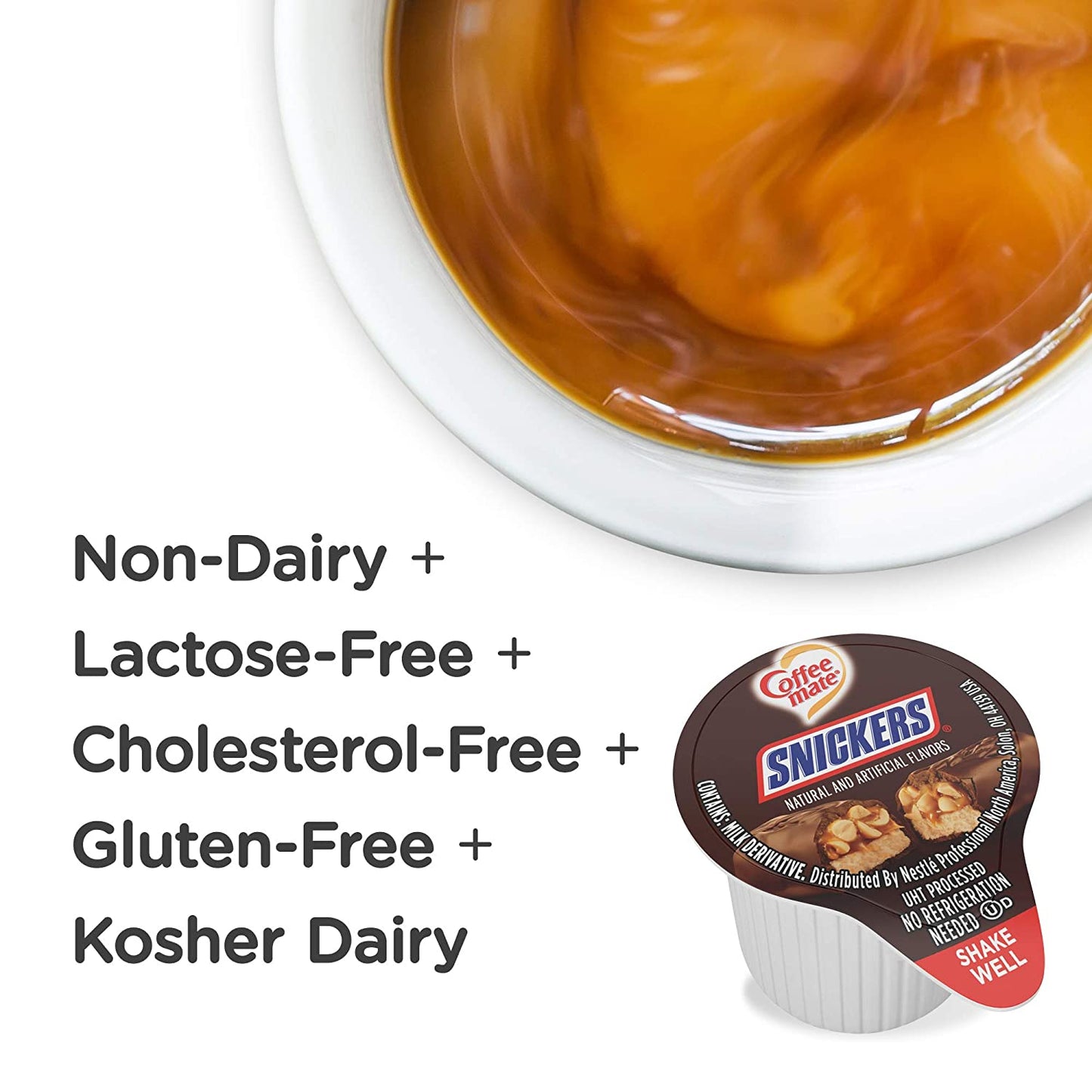Nestle Coffee mate Coffee Creamer, Snickers, Liquid Creamer Singles, Non Dairy, No Refrigeration, Box of 50 Singles (Pack of 4)
