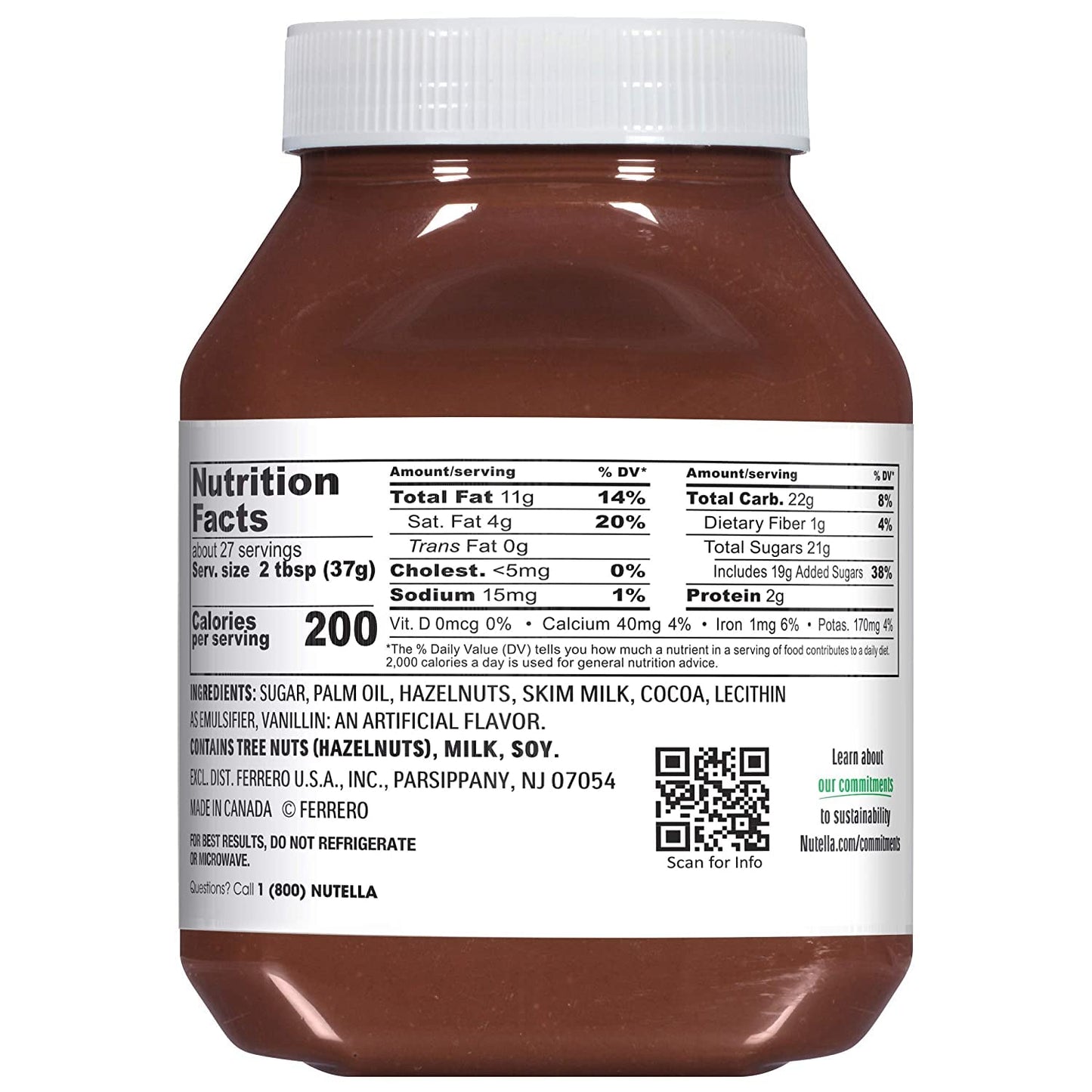 Nutella Chocolate Hazelnut Spread, Perfect on Pancakes, 35.2 oz Jar