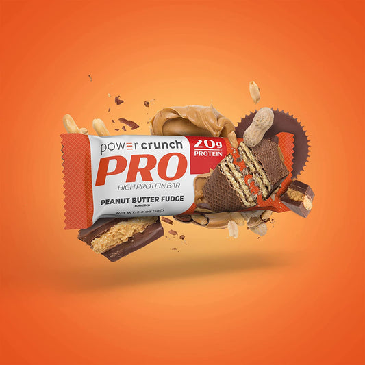 Power Crunch PRO Whey Protein Bar, High Protein Snacks with 20g Protein, Peanut Butter Fudge, 2 Ounces (12 Count) (Packaging May Vary)