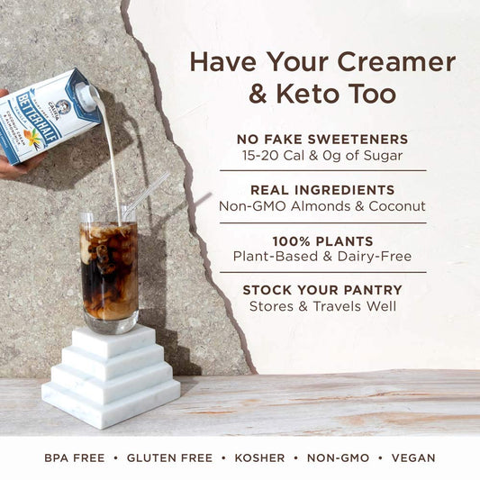 Califia Farms - Vanilla Better Half Coffee Creamer, 16.9 Oz (Pack of 6) | Half and Half | Coconut Cream and Almond Milk | Non Dairy | Plant Based | Vegan | Keto | Sugar Free | Shelf Stable