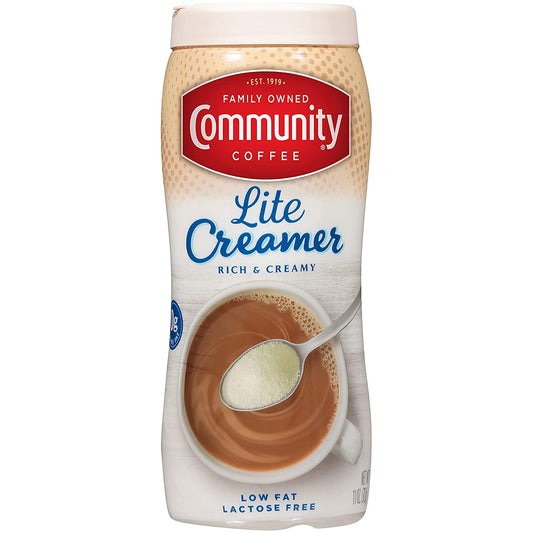 Community Coffee Lite Non-Dairy Powdered Coffee Creamer, 11 Ounce Canister (Pack of 6)