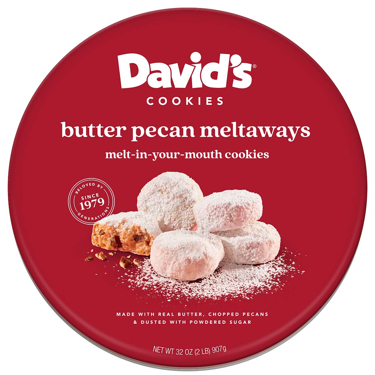 David’s Cookies Gourmet Cookies Butter Pecan Meltaway – 32oz Butter Cookies