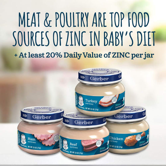 Gerber Baby Foods 2nd Foods Meat, Chicken & Gravy, Mealtime for Baby, 2.5 Ounce Jar (Pack of 10)