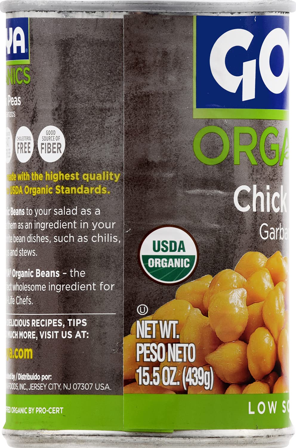 Goya Foods Organic Chick Peas, Garbanzo Beans, 15.5 Oz, Pack of 24