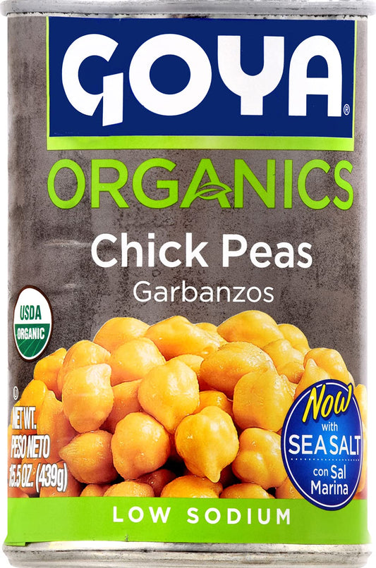 Goya Foods Organic Chick Peas, Garbanzo Beans, 15.5 Oz, Pack of 24