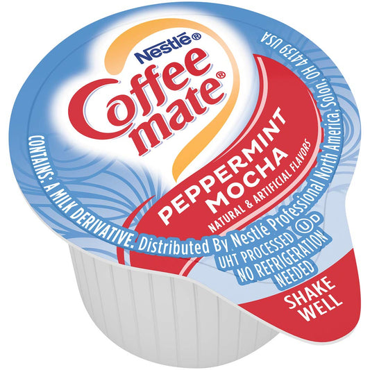 Nestle Coffee mate Coffee Creamer, Peppermint Mocha, Liquid Creamer Singles, Non Dairy, No Refrigeration, Box of 50 Singles (Pack of 4)