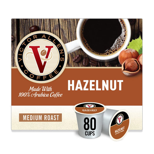 Victor Allen's Coffee Hazelnut Blend, Flavored Medium Roast, 80 Count Single Serve Coffee Pods for Keurig K-Cup Brewers
