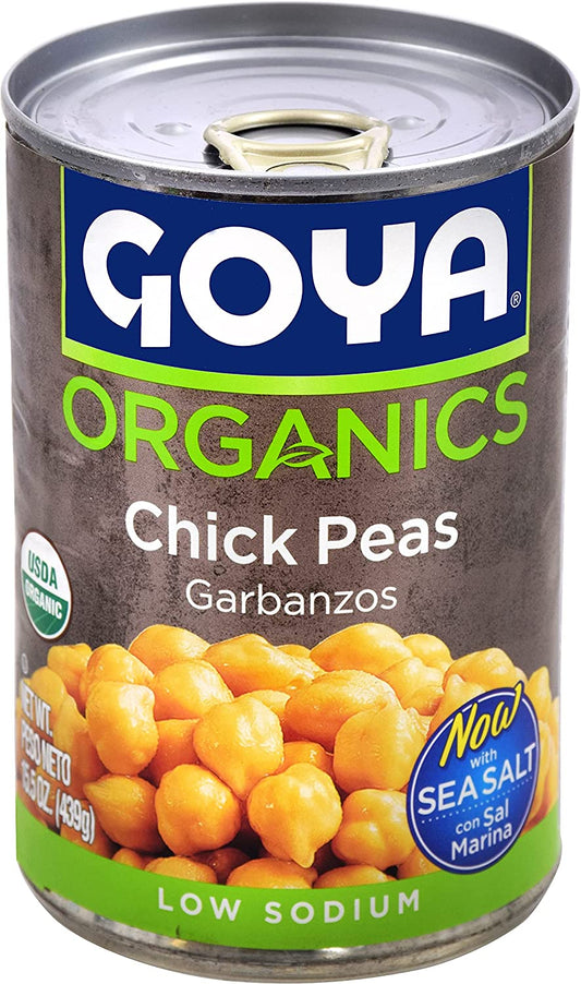 Goya Foods Organic Chick Peas, Garbanzo Beans, 15.5 Oz, Pack of 24