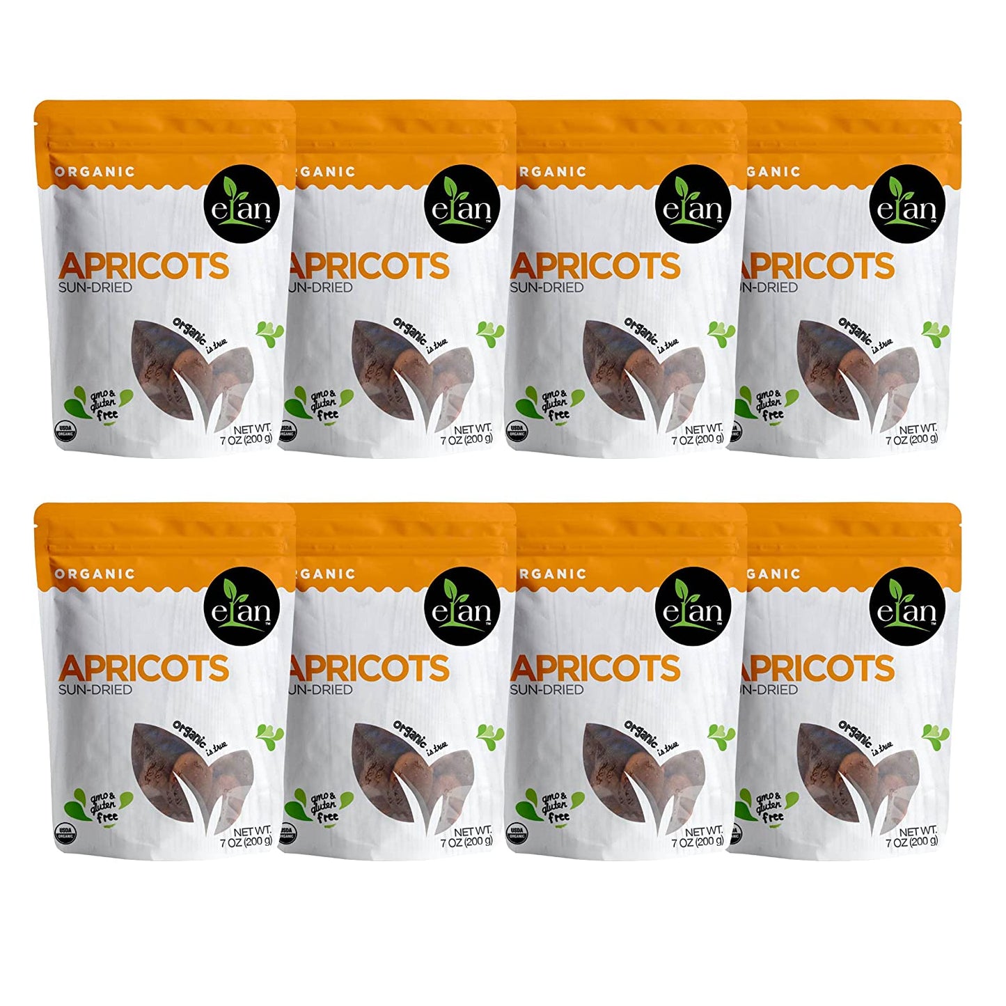 ELAN Organic Sun-Dried Apricots 8 Pack, 56.8 Oz, Non-GMO, Vegan, Gluten-Free