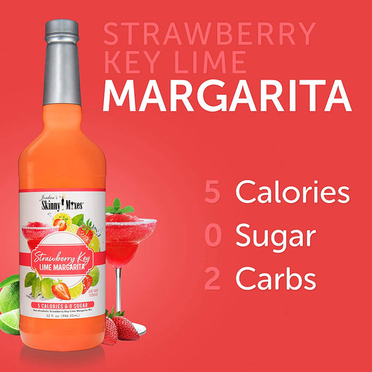 Jordan's Skinny Mixes Strawberry Key Lime Margarita, Sugar Free Cocktail Flavoring Mix, 32 Fl Oz