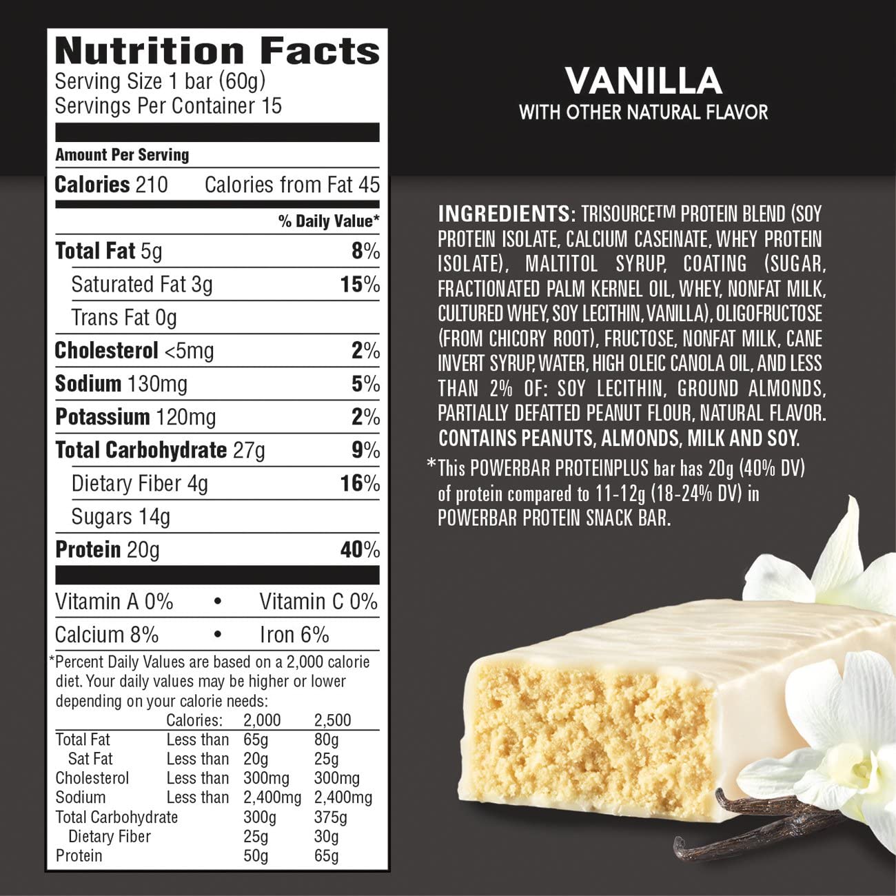 PowerBar Protein Plus Bar, Vanilla, 2.11 Ounce (15 Bars)