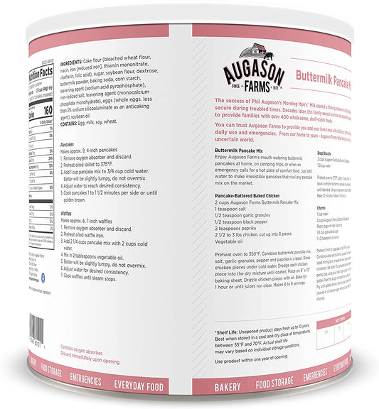 Augason Farms Buttermilk Pancake Mix 3 lbs 4 oz No. 10 Can
