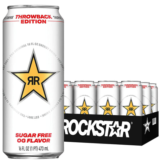 Rockstar Energy Drink, Throwback Edition: O.G. Sugar Free, 16oz Cans (12 Pack) (Packaging May Vary)