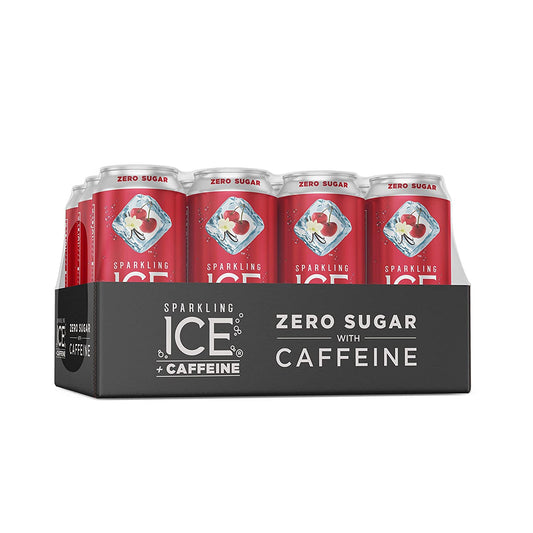 Sparkling ICE +Caffeine Cherry Vanilla Sparkling Water, with Antioxidants and Vitamins, Zero Sugar, 16 fl oz Cans (Pack Of 12) & +Caffeine Triple Citrus Sparkling Water, 16 fl oz Cans (Pack of 12)