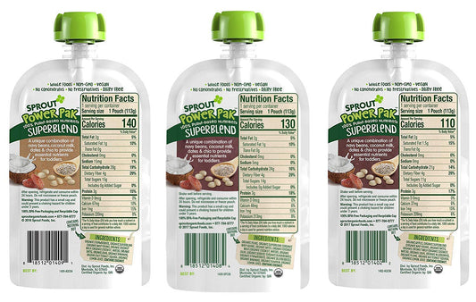 Sprout Organic Baby Food, Stage 4 Toddler Pouches, Apple Blueberry Plum, Strawberry Banana Squash, Pear Berry Banana Variety Pack, 4 Oz (Pack of 18)