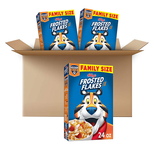 Kellogg's Frosted Flakes Breakfast Cereal, Original, Excellent Source of 7 Vitamins & Minerals, 24 oz Box (3 Boxes)