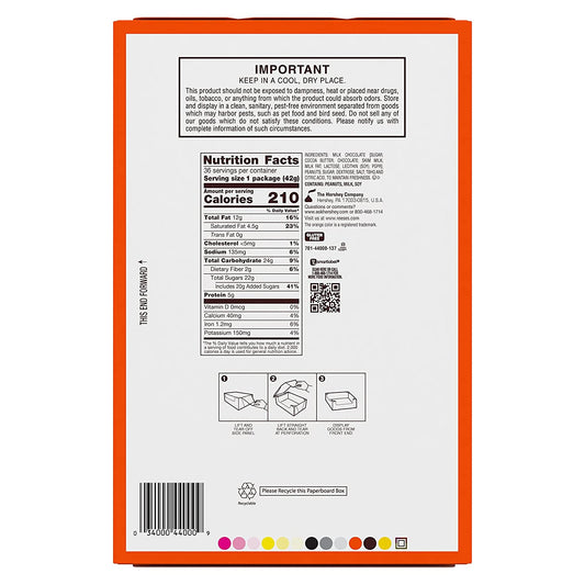 REESE'S Milk Chocolate Peanut Butter Cups Candy, Bulk Easter, 1.5 oz Packs (36 Count)