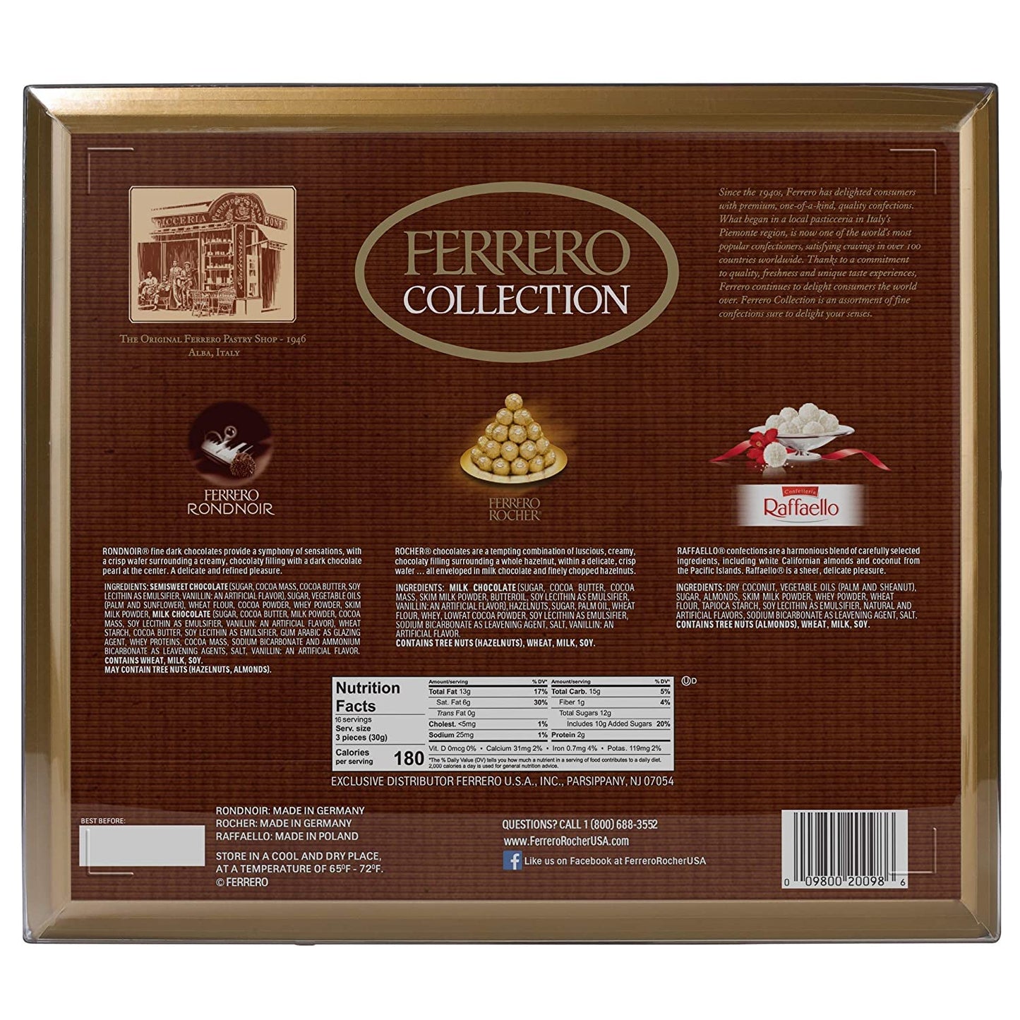 Ferrero Rocher Collection, Fine Hazelnut Milk Chocolates, 48 Count, Assorted Coconut Candy and Chocolates, Perfect Valentine's Day Gift, 18.2 oz