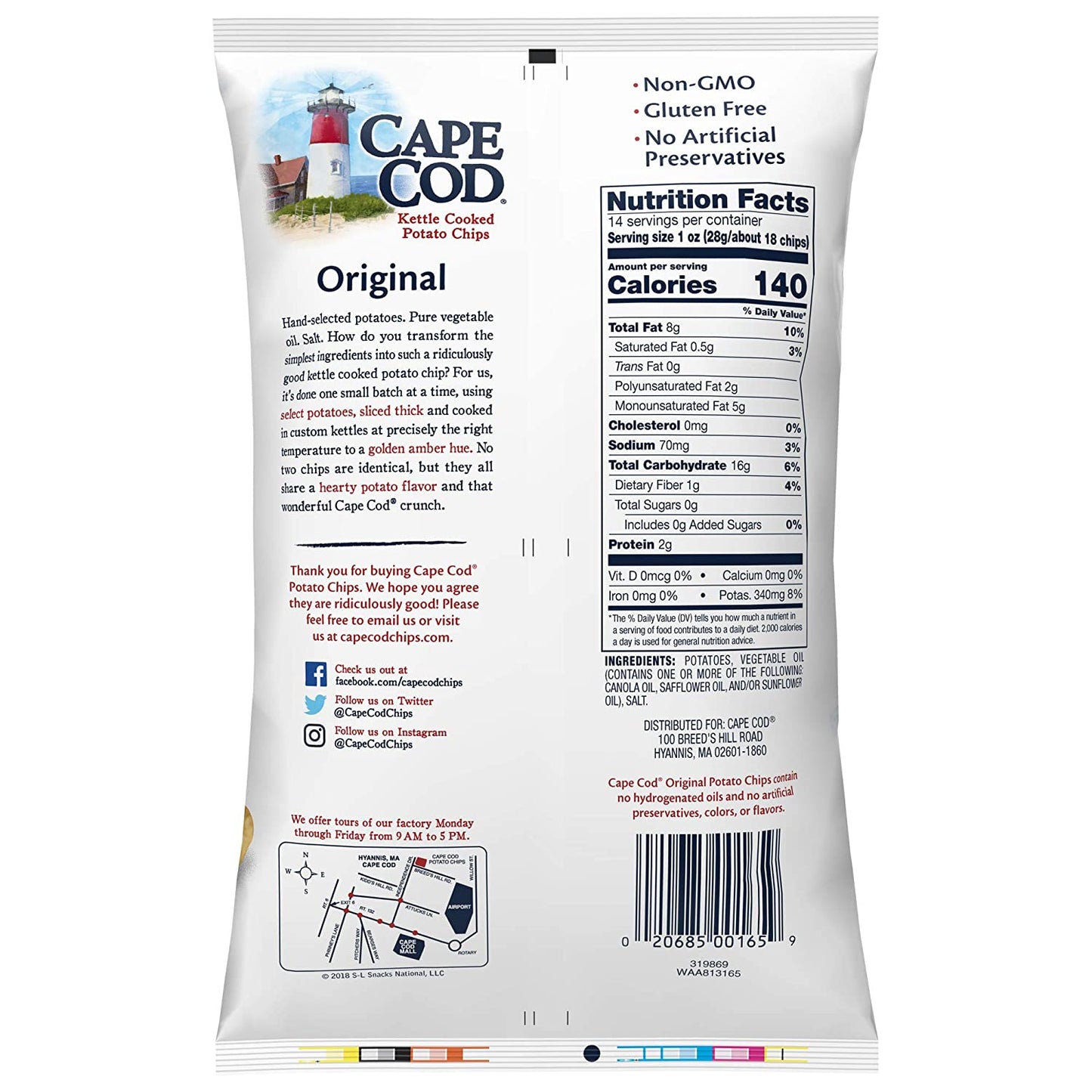 Cape Cod Potato Chips, Original Kettle Cooked Chips, Party Size, 14 Ounce (Pack of 1)