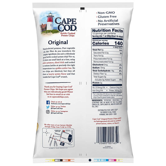 Cape Cod Potato Chips, Original Kettle Cooked Chips, Party Size, 14 Ounce (Pack of 1)