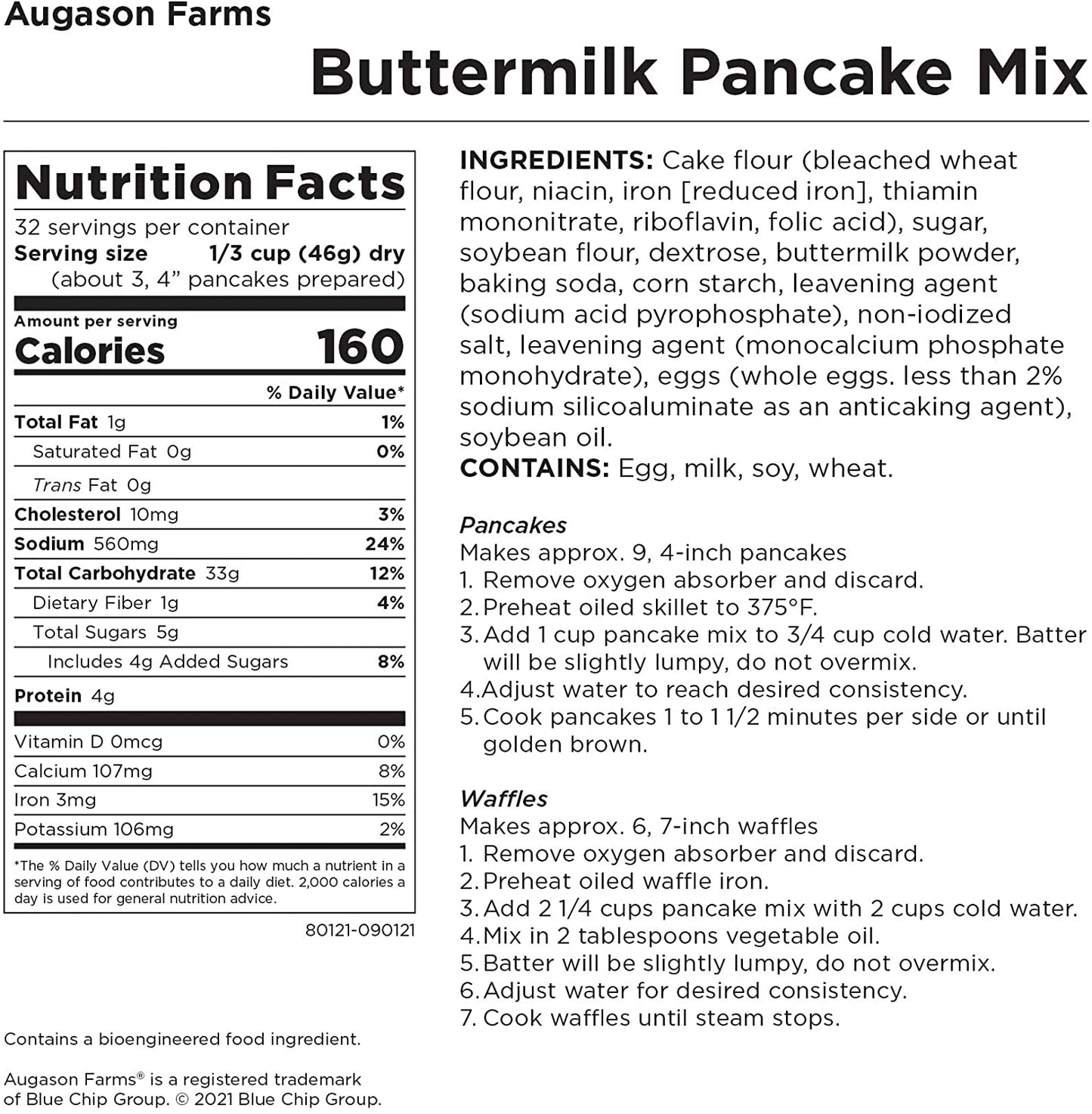Augason Farms Buttermilk Pancake Mix 3 lbs 4 oz No. 10 Can