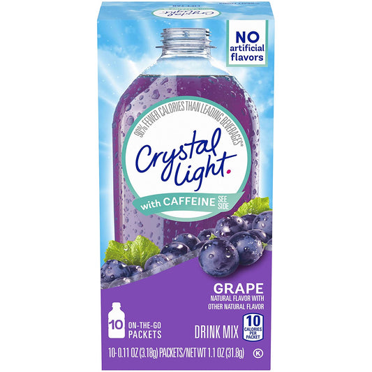 Crystal Light Sugar-Free Grape Energy Drink Mix with Caffeine (120 On-the-Go Packets, 12 Packs of 10) & Citrus Energy Drink Mix with Caffeine (10 On-the-Go Packets)