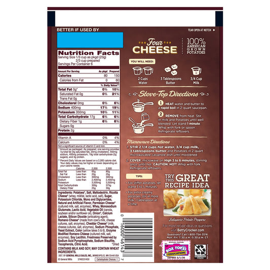 Betty Crocker Hearty Four Cheese Potatoes, 4.7 oz (Pack of 7)
