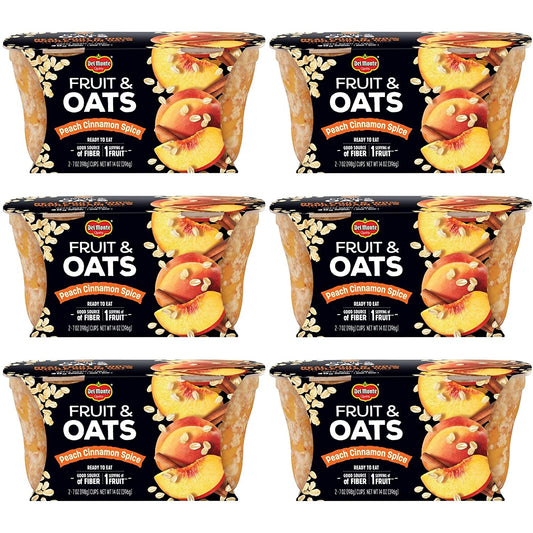 DEL MONTE FRUIT & OATS FRUIT CUP Snacks, Peach Cinnamon Spice, 12 Pack, 7 oz