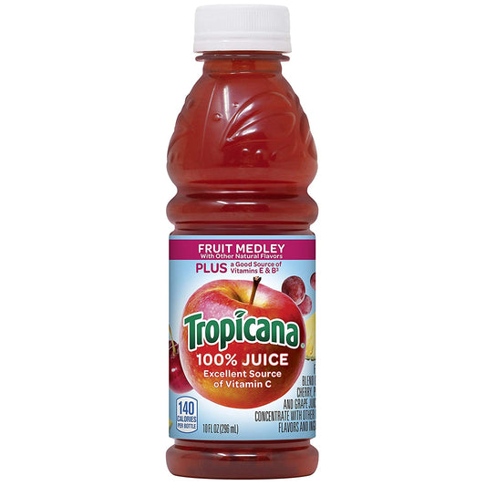 Tropicana 100% Juice 3-flavor Classic Variety Pack, 10 Ounce Bottles, 24 Count & Juice, Fruit Medley, 10 Ounce (Pack of 15)