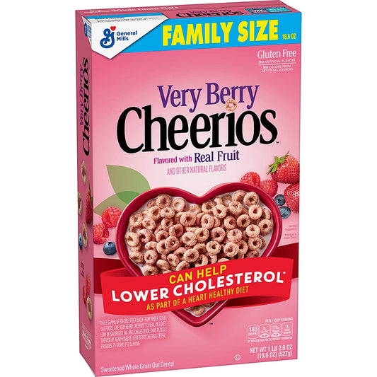Very Berry Cheerios, Breakfast Cereal with Oats, Gluten Free, 18.6 oz