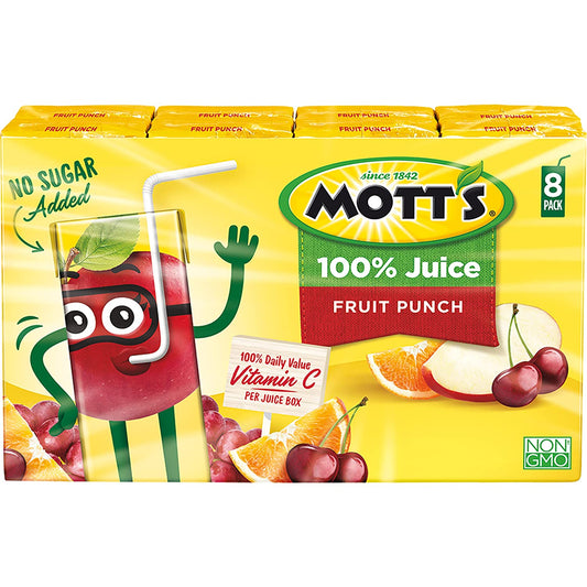 Mott's 100 percent Fruit Punch Juice, 6.75 fl oz boxes (Pack of 32)