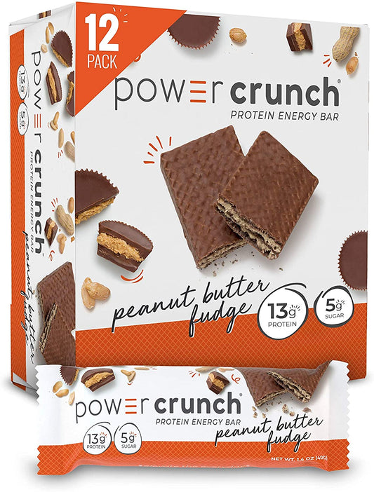 Power Crunch Whey Protein Bars, High Protein Snacks with Delicious Taste, Peanut Butter Fudge, 1.4 Ounce (12 Count)