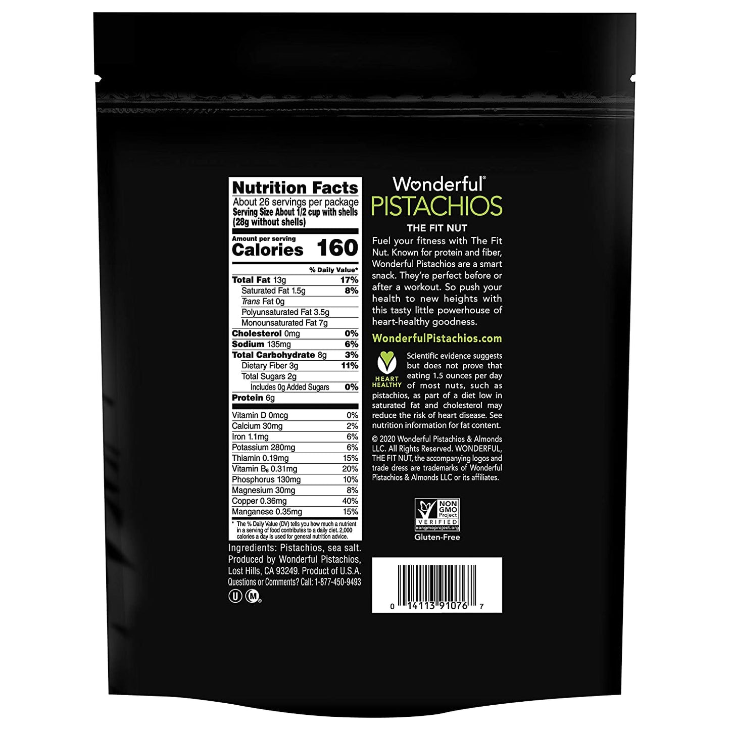 Wonderful Pistachios Resealable Bag, Roasted & Salted, 48 Oz