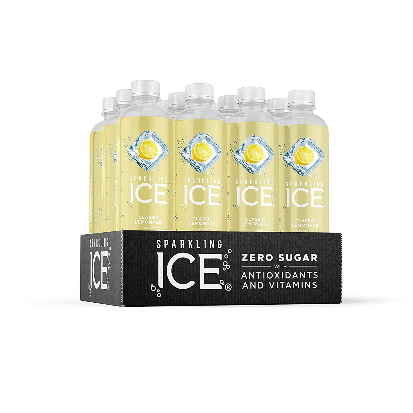 Sparkling Ice +Caffeine Triple Citrus Sparkling Water, 16 fl oz Cans (Pack of 12) & Classic Lemonade Sparkling Water, with Antioxidants and Vitamins, Zero Sugar, 17 fl oz Bottles (Pack of 12)