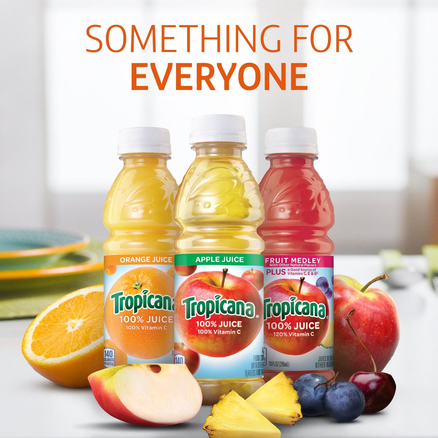Tropicana 100% Juice 3-flavor Classic Variety Pack, 10 Ounce Bottles, 24 Count & Juice, Fruit Medley, 10 Ounce (Pack of 15)