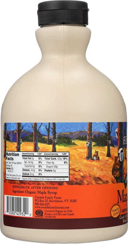 Coombs Family Farms Maple Syrup, Organic, Grade A, Dark Color, Robust Taste, 32 Fl Oz