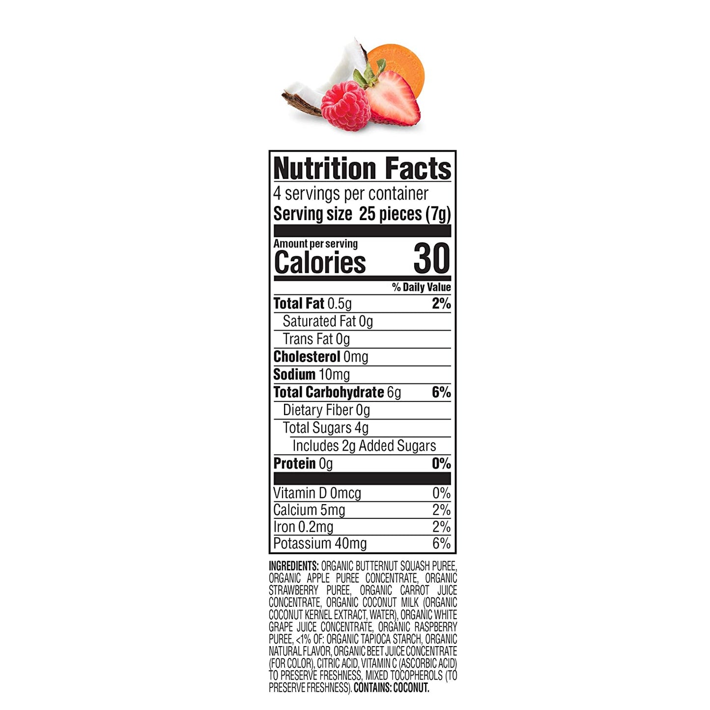 Happy Creamies Family Baby Organic Creamies Freeze-Dried Veggie & Fruit Snacks with Coconut Milk Strawberry Raspberry & Carrot, 1 Ounce (Pack of 8)