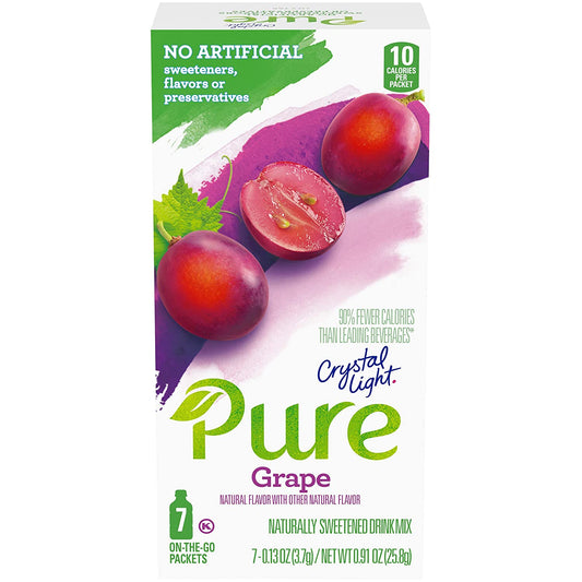 Crystal Light Pure Tangerine Mango Drink Mix (84 On-the-Go Packets, 12 Packs of 7) & Pure Grape Drink Mix (84 On-the-Go Packets, 12 Packs of 7)