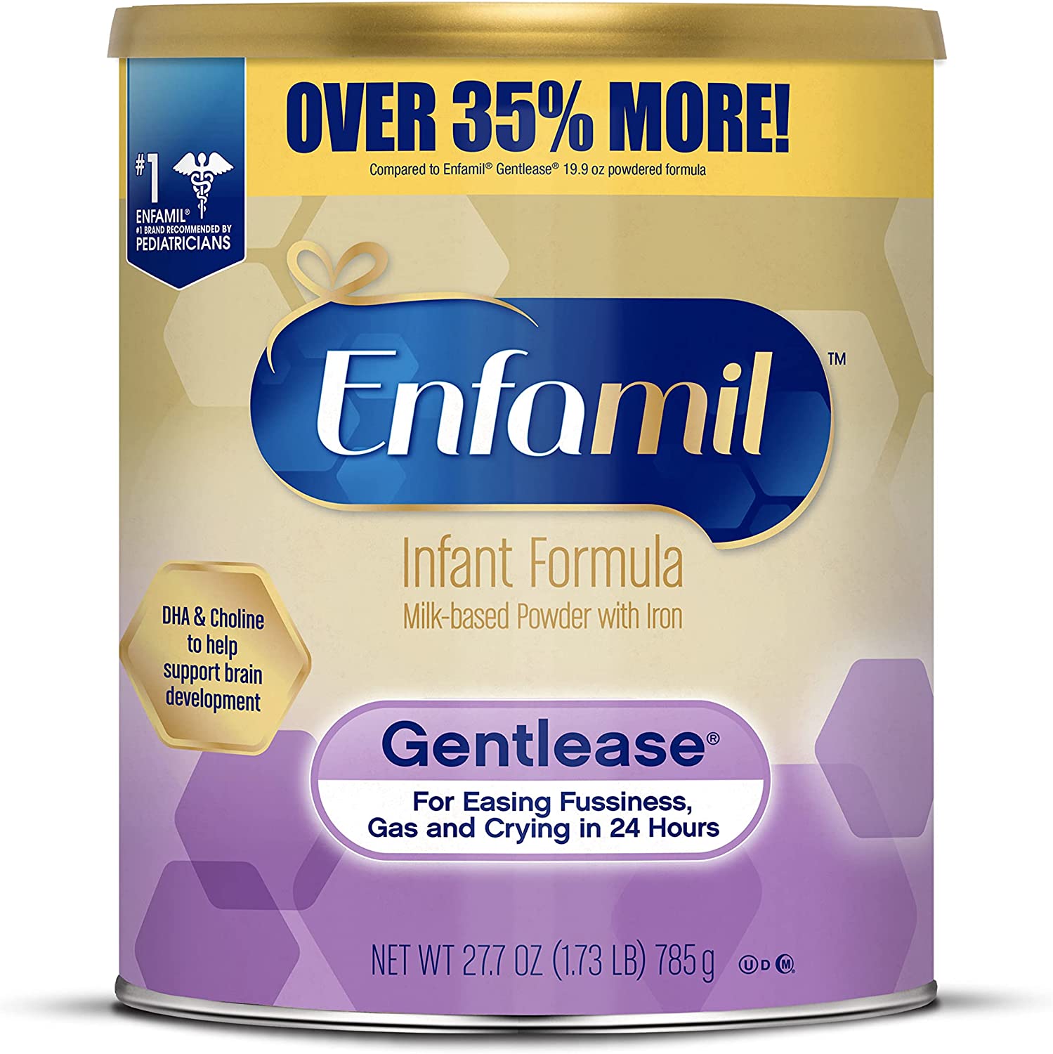 Enfamil Gentlease Baby Formula, Reduces Fussiness, Gas, Crying and Spit-up  in 24 hours, DHA & Choline to support Brain development, Powder Can, 19.9  Oz 