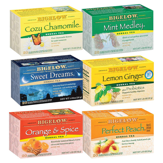 Bigelow Herbal Tea 6 Flavor Variety Pack, Caffeine Free Herbal Teas, 118 Tea Bags Total