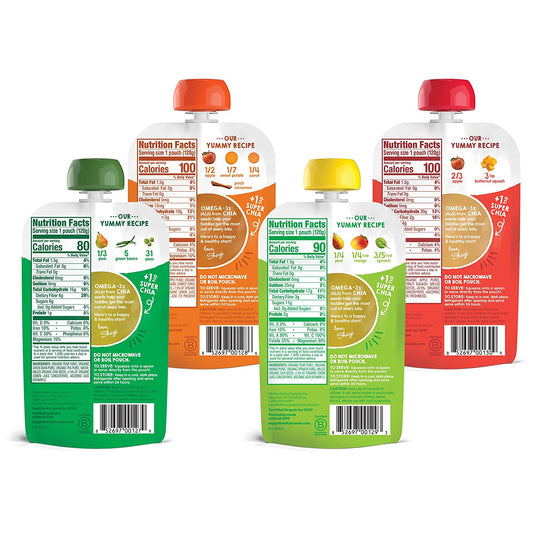 Happy Tot Organics Super Foods Stage 4, Super Foods Variety Pack, 4.22 Ounce Pouch (Pack of 16) packaging may vary